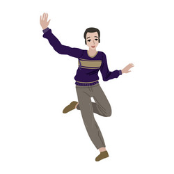 Young boy jumping and have fun vector