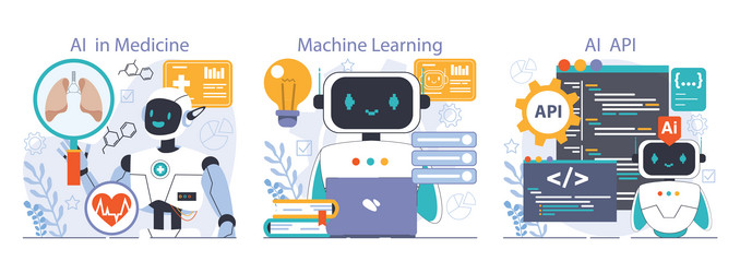 ai integration set artificial intelligence vector image