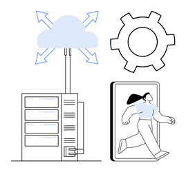 cloud data transfer with server user access vector image