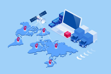 Global logistics isometric flowchart Royalty Free Vector