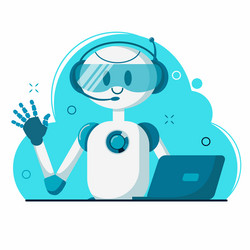 smiling chat bot character robot helping solve vector image