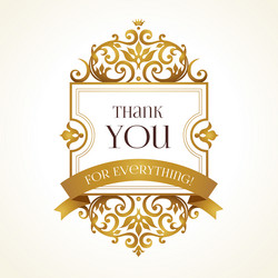 Golden frame for thank you message Royalty Free Vector Image