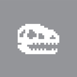 Image pixel dinosaur head skeleton for 8 bit games vector