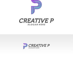 Abstract letter p logo icon for corporate vector