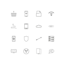 network and database linear thin icons set vector image