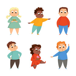 Little boy and girl with overweight body fat Vector Image