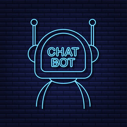 Robot neon icon bot sign design chatbot symbol vector