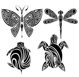 Water & Wing Tattoos Vector Image