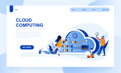 cloud computing landing page template vector