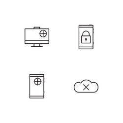 cyber security linear icons set simple outline vector image