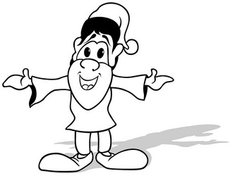 drawing of a dwarf with open arms vector image