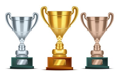 Realistic golden silver and bronze trophy Vector Image