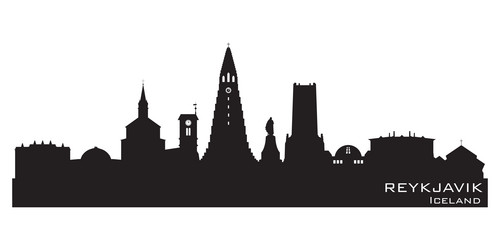Reykjavik City Skyline Silhouette Vector Image
