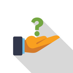 businessman holding question mark in open hand vector image