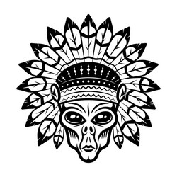 alien head in indian headdress vector