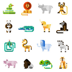 Animals of africa set cartoon jungle Royalty Free Vector