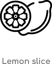 Outline lemon slice icon isolated black simple vector