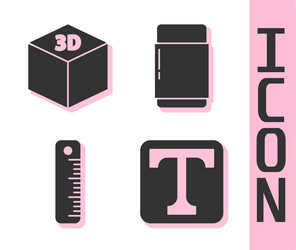 set text isometric cube ruler and eraser vector image