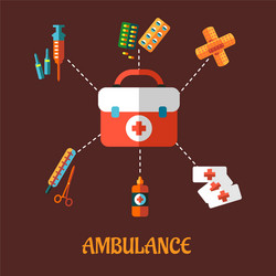 Ambulance icons flat concept vector