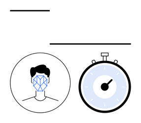 face recognition technology with stopwatch vector image