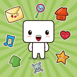 Kawaii character social media icons vector