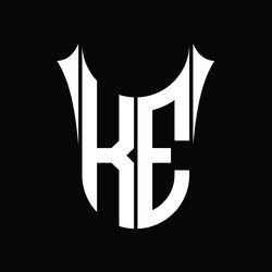 Ek logo monogram shield sharp half round shape Vector Image