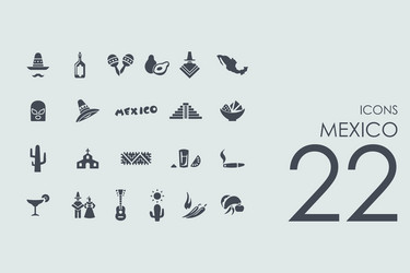 set of mexico icons vector