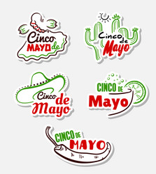 Cinco De Mayo Sticker Set Vector Image