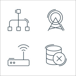 network and database line icons linear set vector image