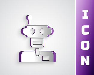 Paper cut robot icon isolated on grey background vector