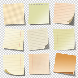 Realistic blank sticky notes colored sheets vector