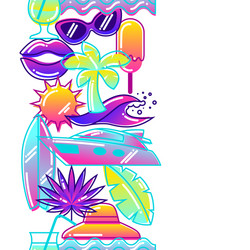 seamless pattern with stylized summer objects vector image
