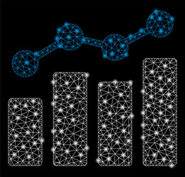 bright mesh wire frame analytics with flash spots vector image