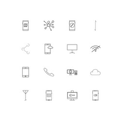 network and database linear thin icons set vector image