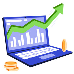 notebook using funding business graph on computer vector