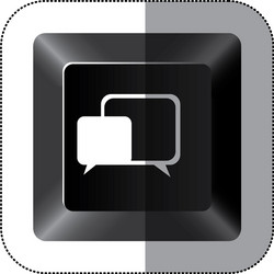 black button square bubble icon vector