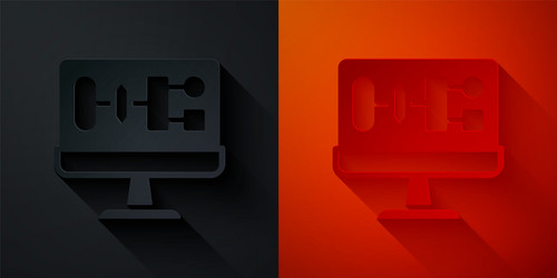 paper cut algorithm icon isolated on black and red vector image