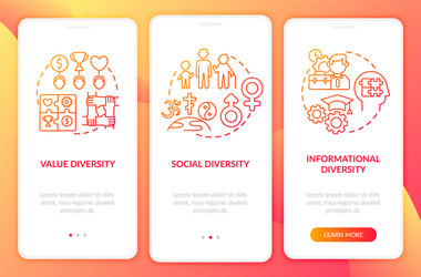 Top management diversity types onboarding mobile vector