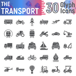 Vehicle Glyph Icon Set - Transport Symbols vector
