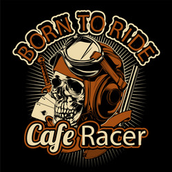 skull wearing retro helmet hand drawing Vector Image