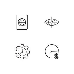 time linear icons set simple outline vector image