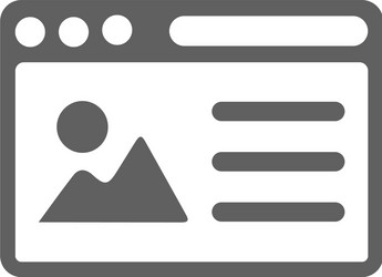Browser content picture web icon gray version vector