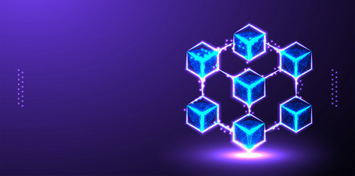cube block chain polygonal low poly wireframe vector image