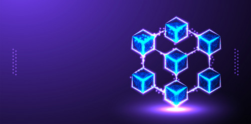 Cube block chain polygonal low poly wireframe vector