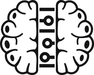 future binary brain icon simple style vector image