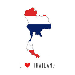 i love thailand text and flag on map vector