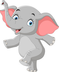 Cheerful Cartoon Baby Elephant Vector Image