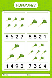 how many counting game with leek worksheet vector image