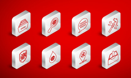 Set line upload inbox microorganisms under vector