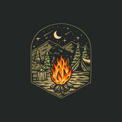 bonfire hand drawn line style with digital color